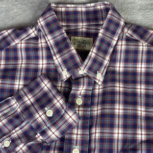 Gitman Bros. Shirt Mens L Blue Plaid Flannel Button Up Long Sleeve Button-Down‎